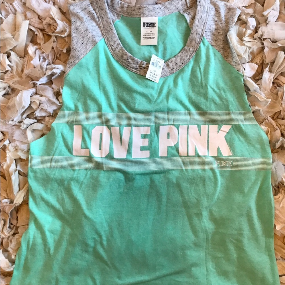 Pink Large tank top in mint green
